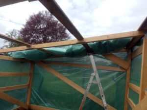 Covereing the ceiling with tarp