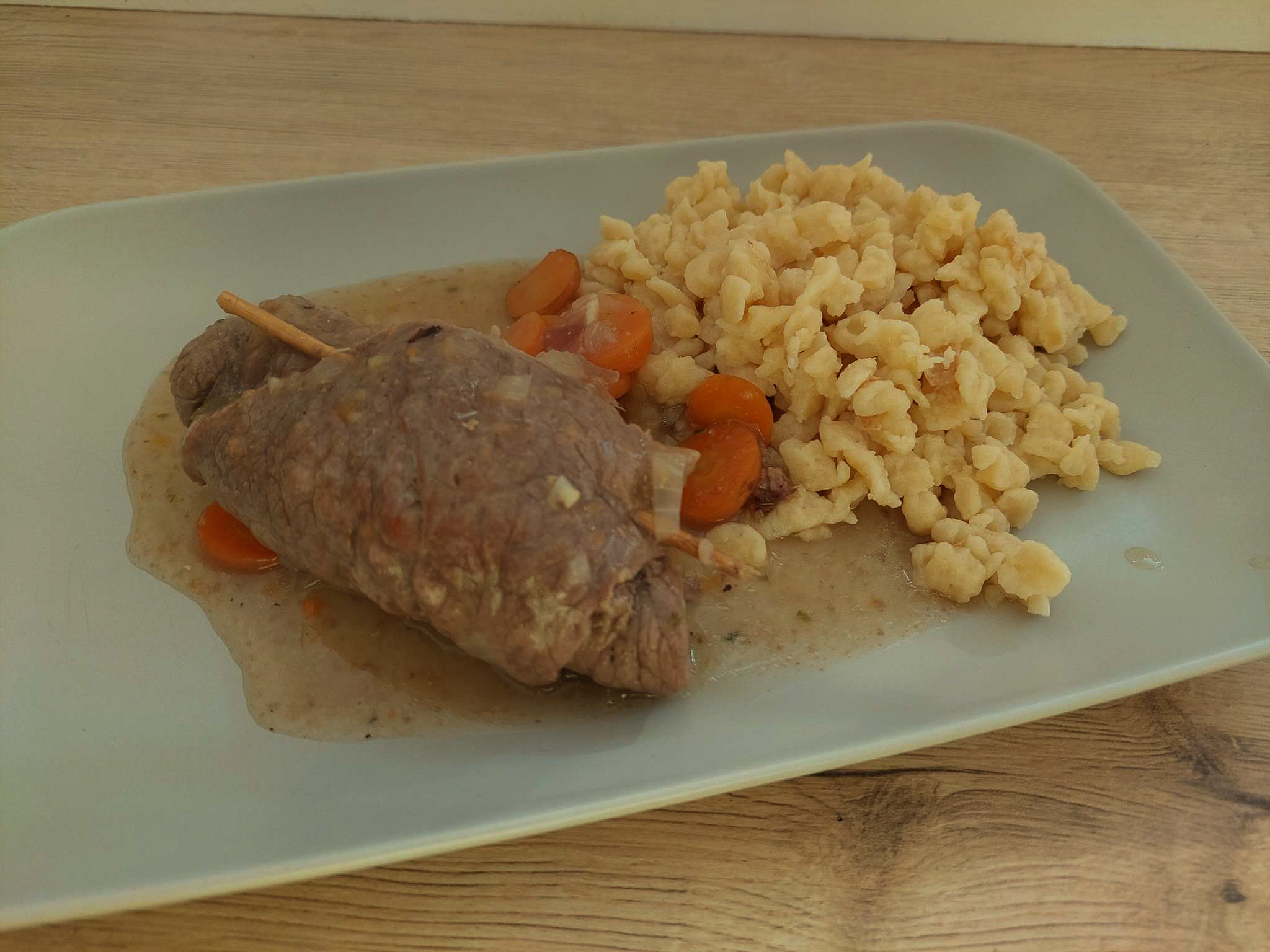 Beef rolls with spaetzle
