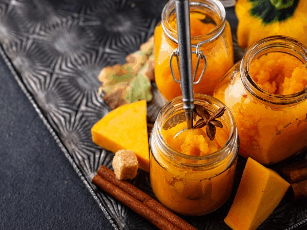 Pumpkins preserved in a jar