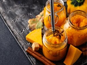 Pumpkins preserved in a jar