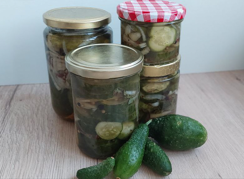 Gherkin pickles in jars