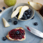 Pear jam with blueberries and cinnamon