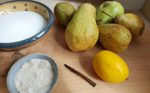 Ingredients for traditional pear jam