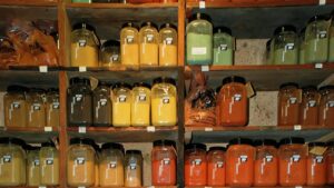 Pantry shelves with home-canned goods