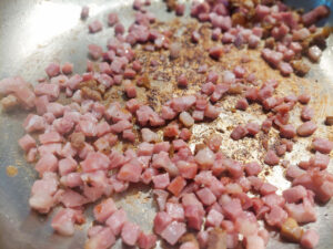 Bacon squares in a skillet