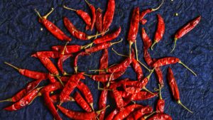 Harvested chillies from above
