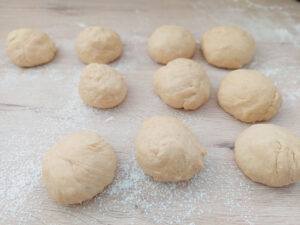 Shaped Dampfnudeln, waiting to proof a second time