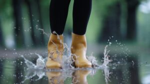 Puddle jumping in wellies