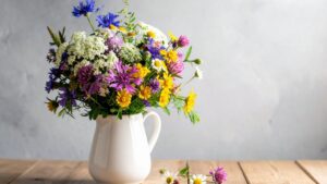 A bouquet of wildflowers in a vase