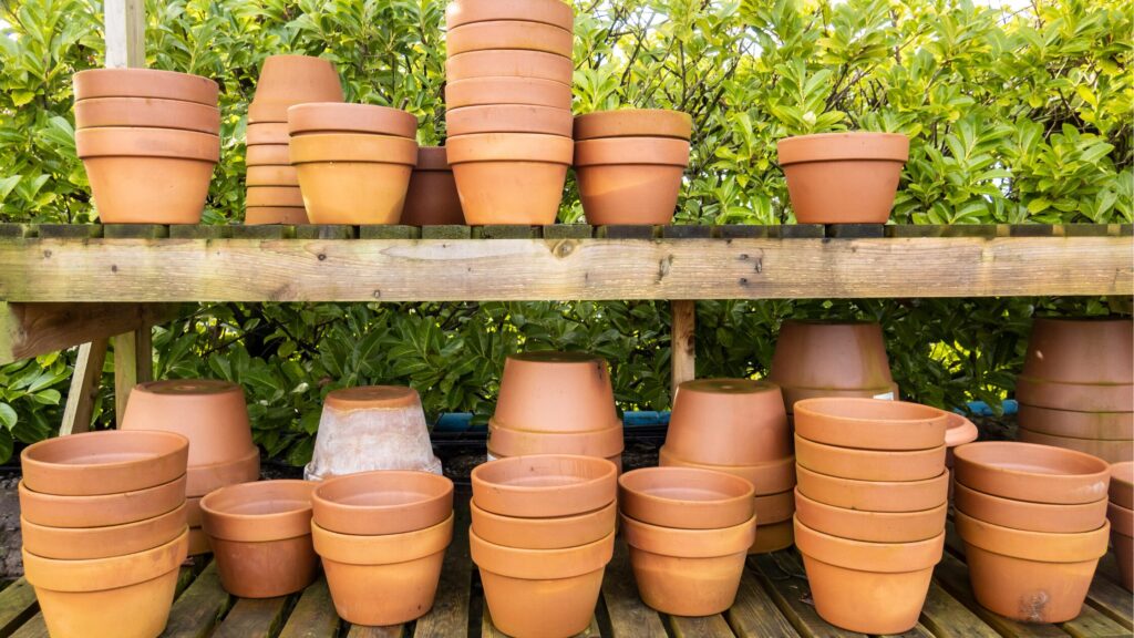 Planting pots of different sizes, stacked